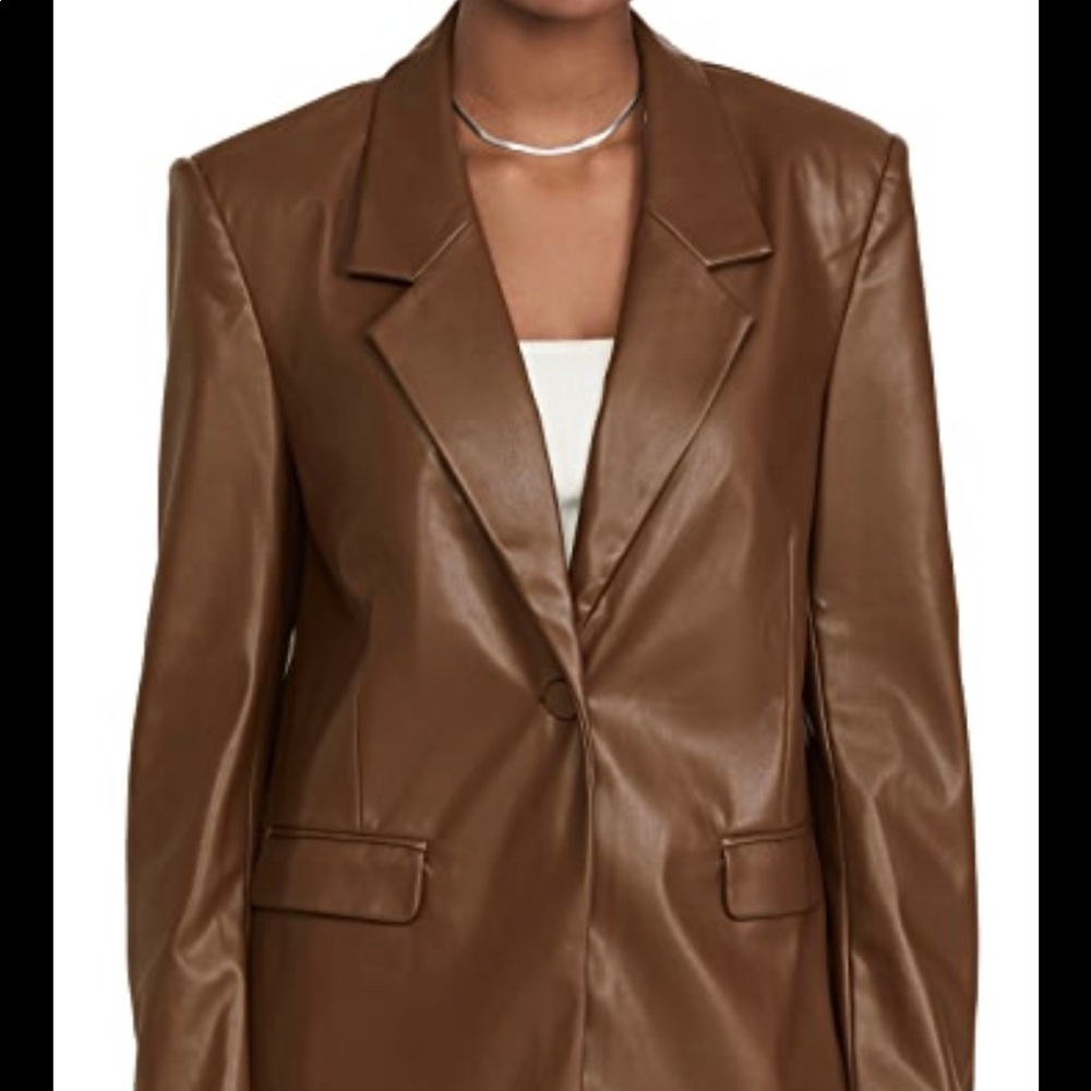 Weworewhat faux leather blazer color cocoa brown size S